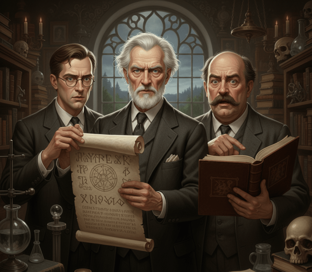 Three investigators study the ancient forbidden texts in order to face the Dunwich Horror